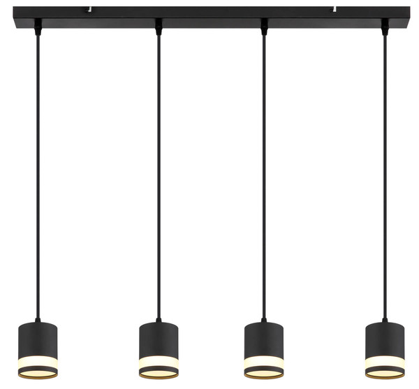 Globo Lucero GX53 Hängeleuchte 4-fach 7W Warmweiß Schwarz Matt, Metall Ø8,2cm 57852-4H