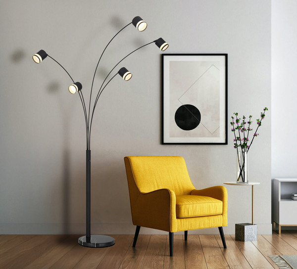 Globo Lucero GX53 Stehleuchte 5-fach 7W Warmweiß Schwarz Matt, Metall Ø8,2cm 57852S