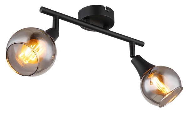 Globo Glyptar E14 Strahler 2-fach 40W Schwarz Matt, Metall Ø9cm 57904-2