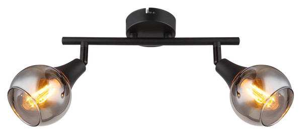 Globo Glyptar E14 Strahler 2-fach 40W Schwarz Matt, Metall Ø9cm 57904-2