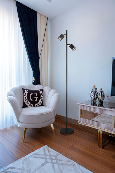 Globo Korben GU10 Stehleuchte 2-fach 5W Schwarz Matt, Metall Ø6cm 57906S