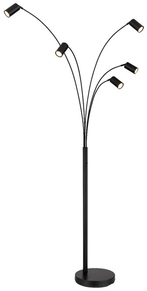 Globo Stehleuchte Robby 5-flammig GU10 Schwarz matt Metall 204cm