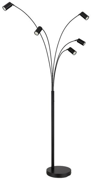 Globo Stehleuchte Robby 5-flammig GU10 Schwarz matt Metall 204cm