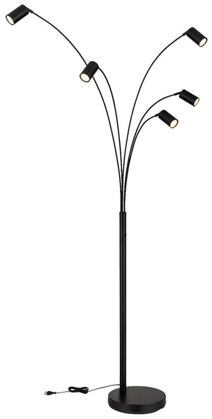 Globo Stehleuchte Robby 5-flammig GU10 Schwarz matt Metall 204cm