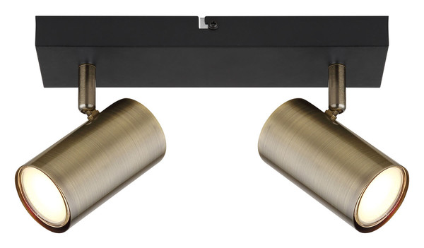 Globo Robby GU10 Strahler 2-fach 35W Schwarz Matt, Metall Ø5,5cm 57911-2M