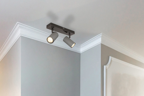 Globo Robby GU10 Strahler 2-fach 35W Schwarz-Chrom, Metall Ø5,5cm 57911-2S