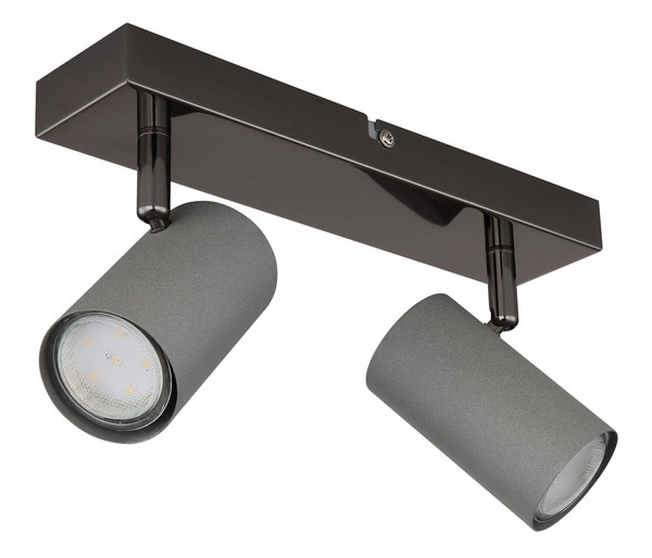 Globo Robby GU10 Strahler 2-fach 35W Schwarz-Chrom, Metall Ø5,5cm 57911-2S