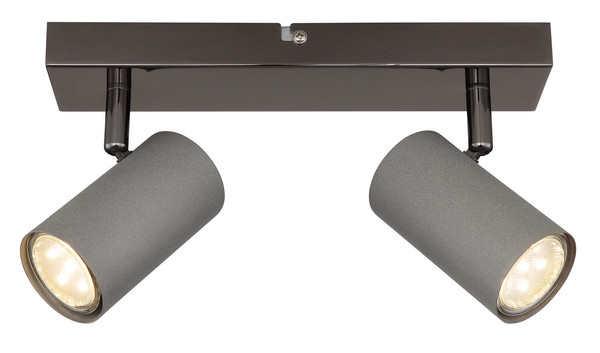 Globo Robby GU10 Strahler 2-fach 35W Schwarz-Chrom, Metall Ø5,5cm 57911-2S