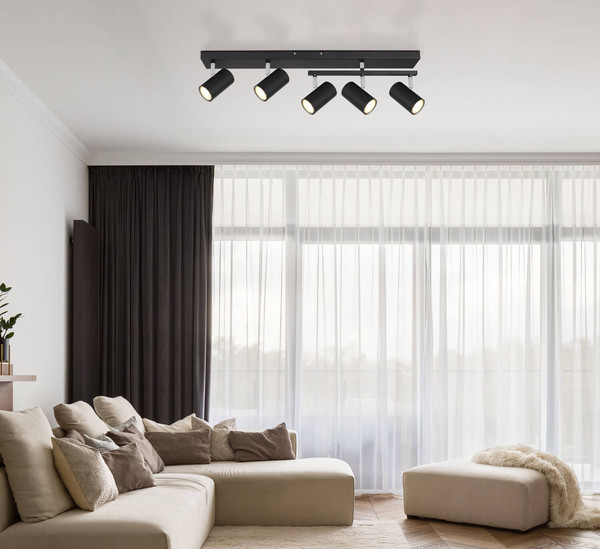 Globo Robby GU10 Strahler 5-fach 35W Schwarz Matt, Metall Ø5,2cm 57911-5B