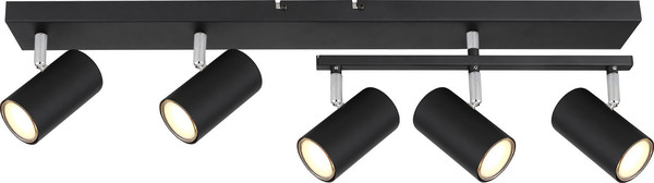 Globo Robby GU10 Strahler 5-fach 35W Schwarz Matt, Metall Ø5,2cm 57911-5B