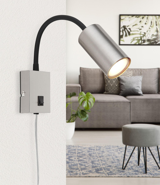 Globo Robby GU10 Wandleuchte 25W Nickel Matt, Metall Ø5,5cm 57911W