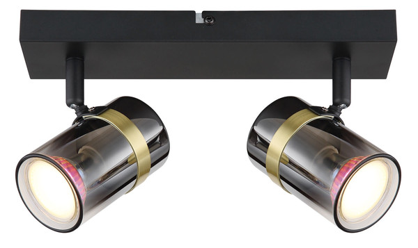 Globo Trabby GU10 Strahler 2-fach 8W Schwarz Matt, Metall Ø6cm 57916-2