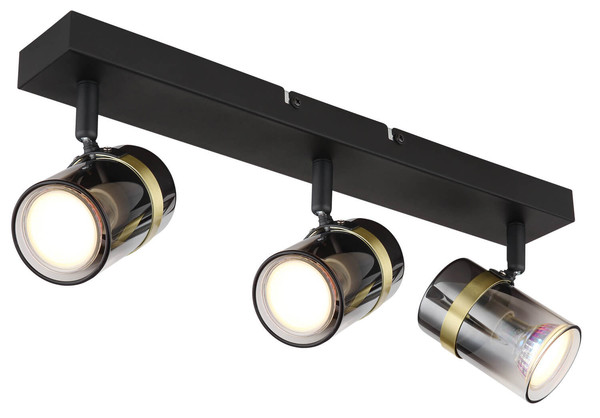 Globo Trabby GU10 Strahler 3-fach 8W Schwarz Matt, Metall Ø6cm 57916-3