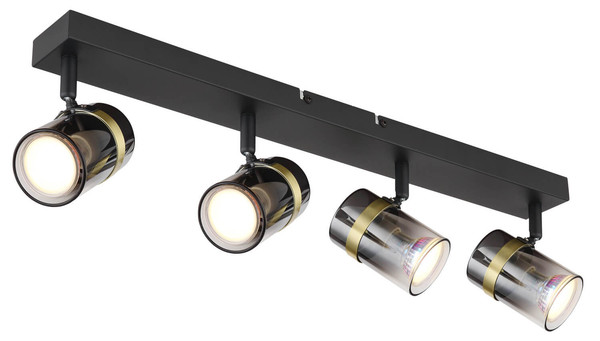 Globo Trabby GU10 Strahler 4-fach 8W Schwarz Matt, Metall Ø6cm 57916-4