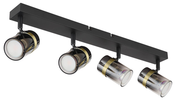 Globo Trabby GU10 Strahler 4-fach 8W Schwarz Matt, Metall Ø6cm 57916-4