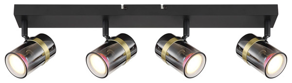 Globo Trabby GU10 Strahler 4-fach 8W Schwarz Matt, Metall Ø6cm 57916-4