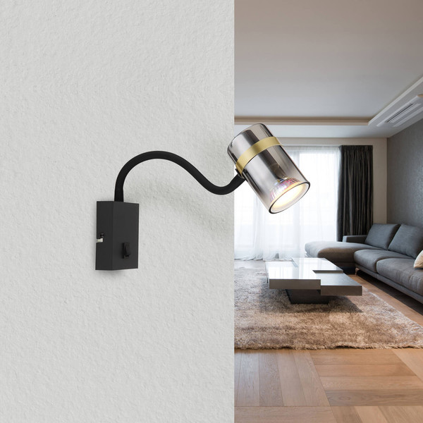 Globo Trabby GU10 Wandleuchte 8W Schwarz Matt, Metall Ø6cm 57916W