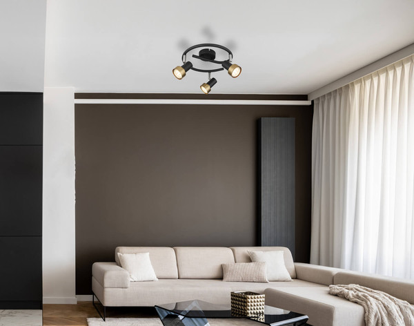 Globo Mason GU10 Strahler 3-fach 25W Schwarz Matt, Metall Ø5,4cm 57917-3G