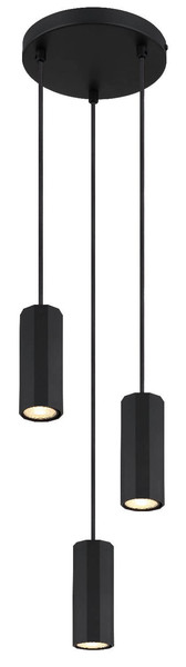 Globo Pendelleuchte James 3-flammig GU10 Schwarz matt Metall Aluminium Ø21cm