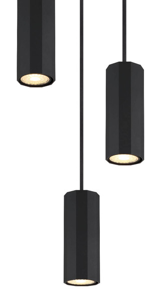 Globo Pendelleuchte James 3-flammig GU10 Schwarz matt Metall Aluminium Ø21cm