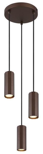 Globo James GU10 Hängeleuchte 3-fach 25W Bronzefarben Matt, Metall Ø6cm 57919-3H