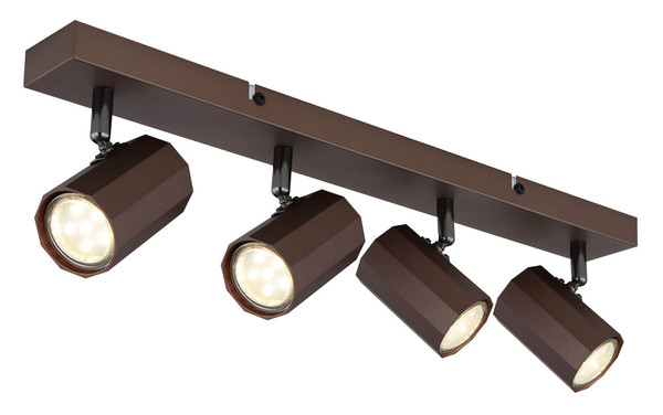 Globo James GU10 Strahler 4-fach 25W Bronzefarben Matt, Metall Ø6cm 57919-4