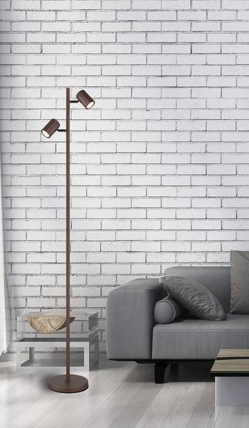 Globo James GU10 Stehleuchte 2-fach 5W Bronzefarben Matt, Metall Ø6cm 57919S