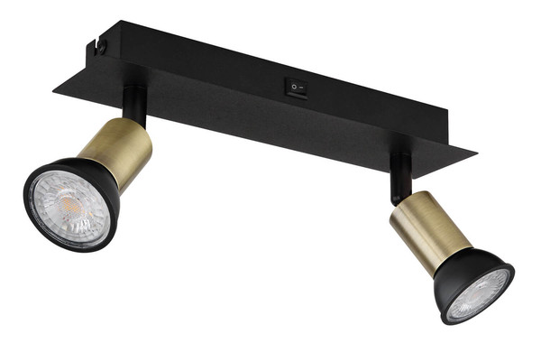 Globo Drew GU10 Strahler 2-fach 35W Schwarz Matt, Metall Ø3cm 57998-2B