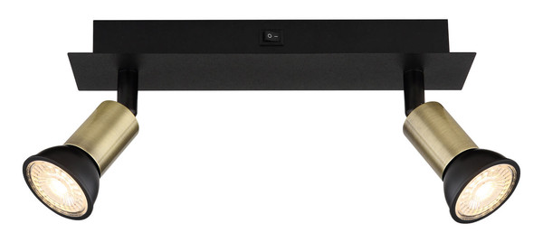 Globo Drew GU10 Strahler 2-fach 35W Schwarz Matt, Metall Ø3cm 57998-2B