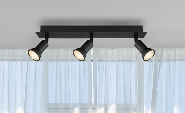 Globo Drew GU10 Strahler 3-fach 35W Schwarz Matt, Metall Ø3cm 57998-3