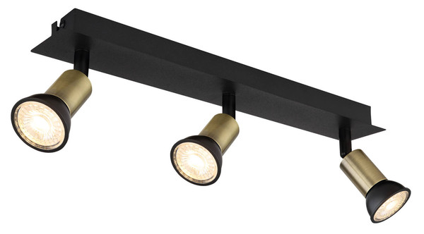 Globo Drew GU10 Strahler 3-fach 35W Schwarz Matt, Metall Ø3cm 57998-3B