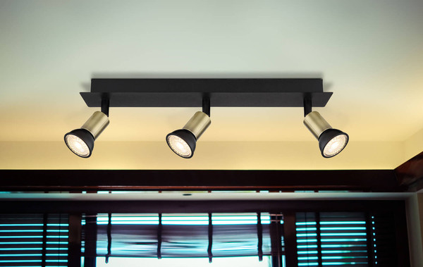 Globo Drew GU10 Strahler 3-fach 35W Schwarz Matt, Metall Ø3cm 57998-3B