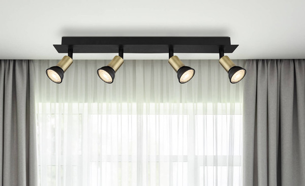 Globo Drew GU10 Strahler 4-fach 35W Schwarz Matt, Metall Ø3cm 57998-4B