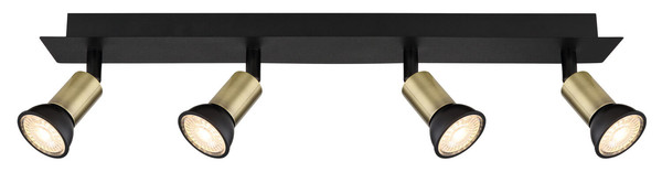 Globo Drew GU10 Strahler 4-fach 35W Schwarz Matt, Metall Ø3cm 57998-4B