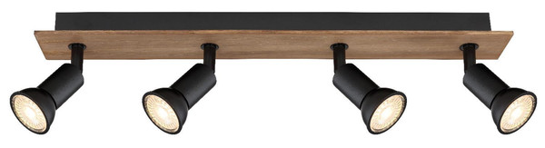 Globo Strahler Drew 4-flammig GU10 Dunkelbraun Holz 50x9cm
