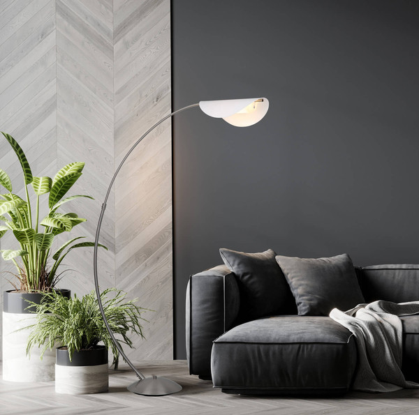 Globo Robles LED Stehleuchte 20W Warmweiß Nickel Matt, Metall Memoryfunktion 182cm 58032N