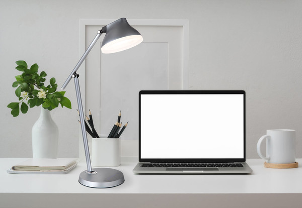 Globo Halvar LED Tischleuchte 8W Neutralweiß Grau Matt, Aluminium Memoryfunktion Ø15cm 58437G