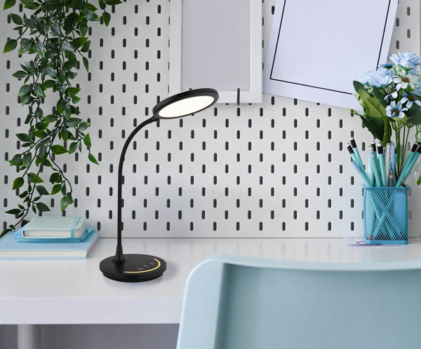 Globo Kenny LED Tischleuchte 12W CCT Schwarz Matt Nachtlicht Memoryfunktion Ø15,4cm 58483