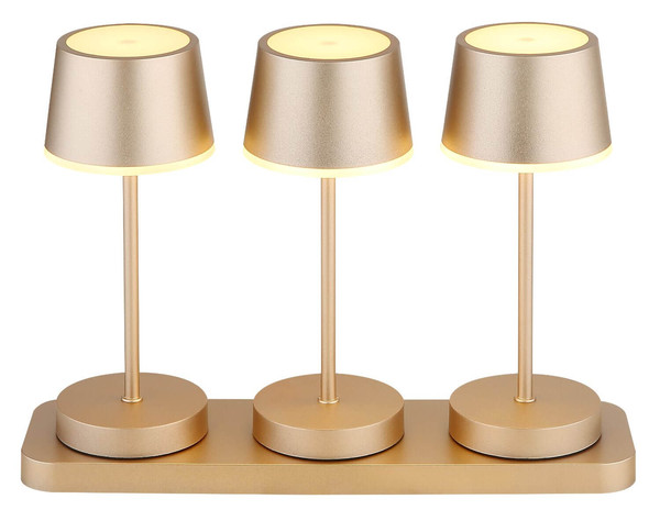 Globo LED Tischleuchte Dawson RGBW LED 1W dimmbar Fernbedienung Akku IP54 warmweiss Champagnerfarben matt Metall Ø8cm