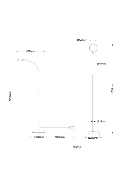 Globo LED Stehleuchte Kalderon 8W dimmbar CCT warm-/tageslichtweiss Schwarz matt Metall 125cm