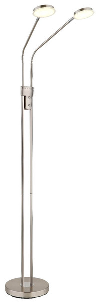 Globo LED Stehleuchte Silvio 2-flammig 2x 6,5W dimmbar CCT warm-/neutralweiss Nickel matt Metall 172cm