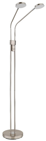 Globo LED Stehleuchte Silvio 2-flammig 2x 6,5W dimmbar CCT warm-/neutralweiss Nickel matt Metall 172cm