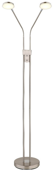 Globo LED Stehleuchte Silvio 2-flammig 2x 6,5W dimmbar CCT warm-/neutralweiss Nickel matt Metall 172cm