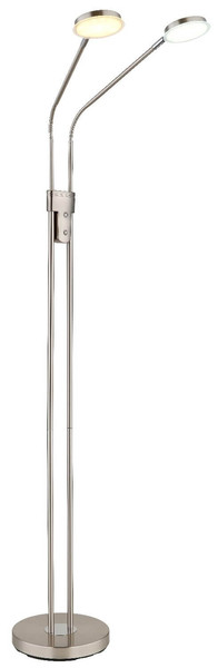 Globo LED Stehleuchte Silvio 2-flammig 2x 6,5W dimmbar CCT warm-/neutralweiss Nickel matt Metall 172cm