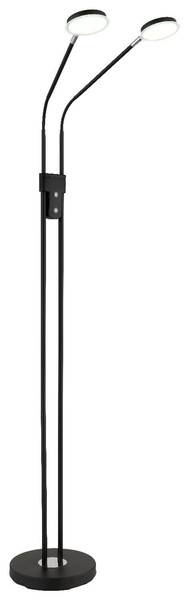 Globo LED Stehleuchte Silvio 2-flammig 2x 6,5W dimmbar CCT warm-/neutralweiss Schwarz matt Metall 173cm