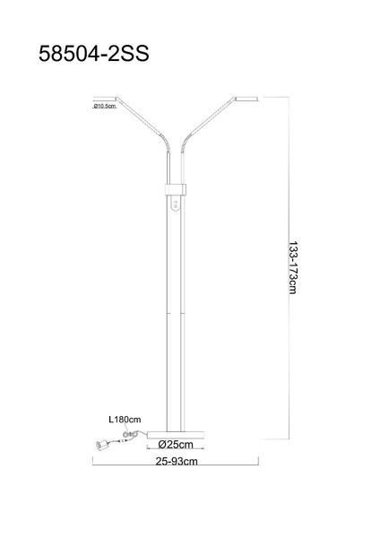 Globo LED Stehleuchte Silvio 2-flammig 2x 6,5W dimmbar CCT warm-/neutralweiss Schwarz matt Metall 173cm
