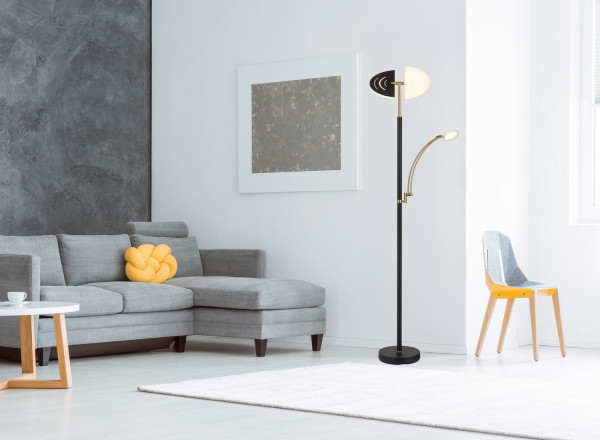 Globo Tirana LED Deckenfluter 40W CCT Schwarz Matt, Metall 183cm 58909B