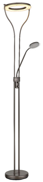 Globo LED Deckenfluter Ebro 20W warmweiss Kaffeefarben matt Metall Glas 194cm