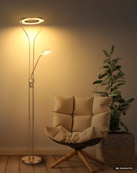 Globo LED Deckenfluter Ebro 20W warmweiss Kaffeefarben matt Metall Glas 194cm