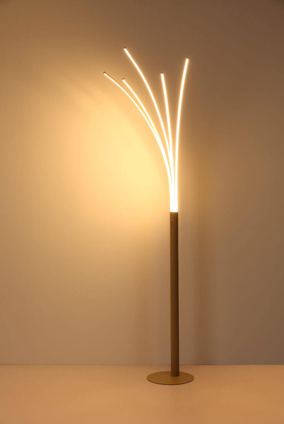 Globo LED Stehleuchte Bizzy 36W dimmbar warmweiss Sandfarben matt Metall Aluminium 187cm